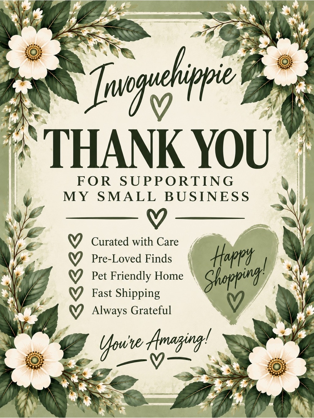 Thank You For Supporting My Small Business | Invoguehippie